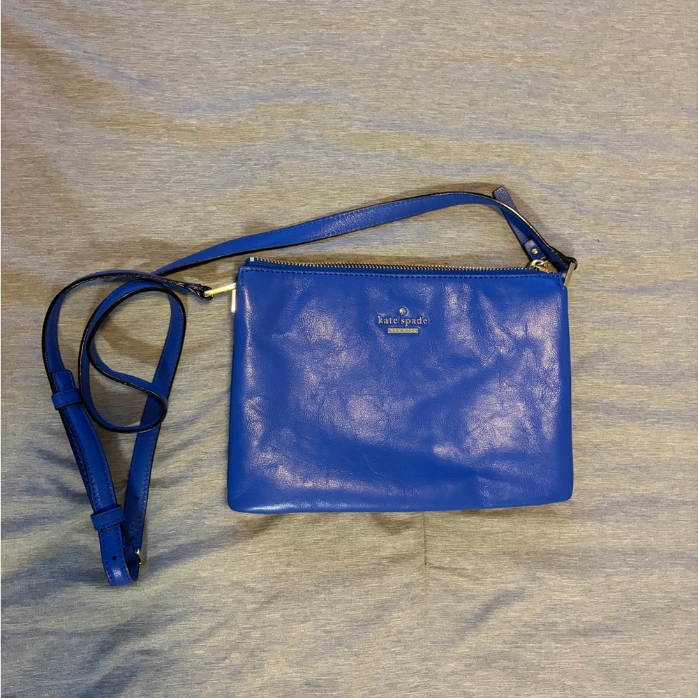 Blue Leather Kate Spade Crossbody Purse - Picture 2 of 5